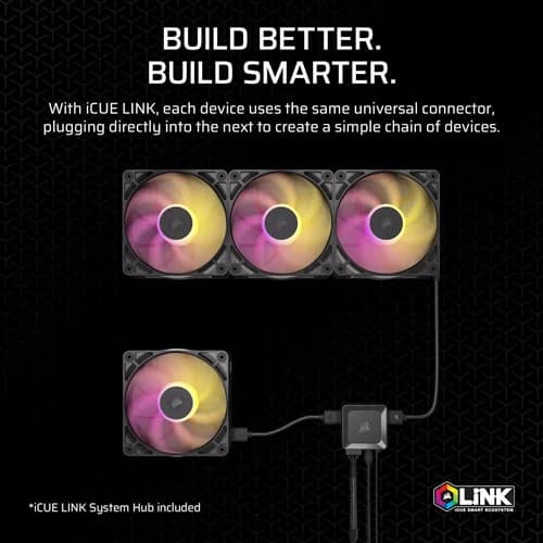 CORSAIR iCUE LINK RX140MAX RGB 140mm Cabinet Fan - Black (Dual Pack)
